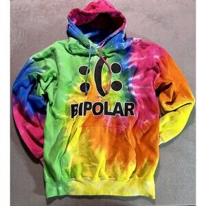 Exist Bipolar Tie Dye Hoodie Rainbow Smile Sad Face Graphic Streetwear M Unisex